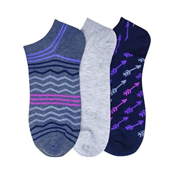 Purple & Gray Arrow & Chevron Print 3-Pack Ankle Socks - Picture 3 of 5